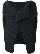 Ann Demeulemeester Chunky Knit Sleeveless Wrap Cardigan, Women's, Size: 40, Black, Silk/alpaca