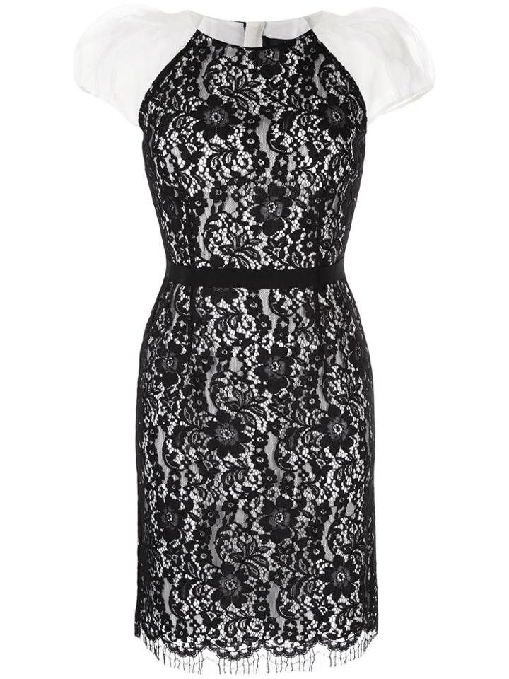Paule Ka Lace-detail Fitted Dress - Black