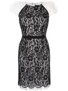 Paule Ka Lace-detail Fitted Dress - Black