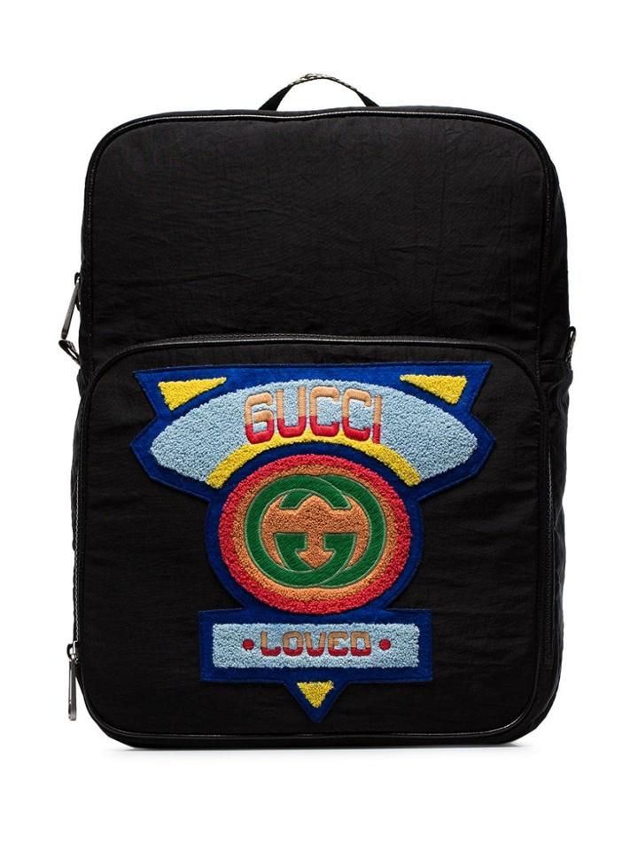 Gucci Black Logo Badge Embellished Backpack