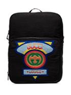 Gucci Black Logo Badge Embellished Backpack