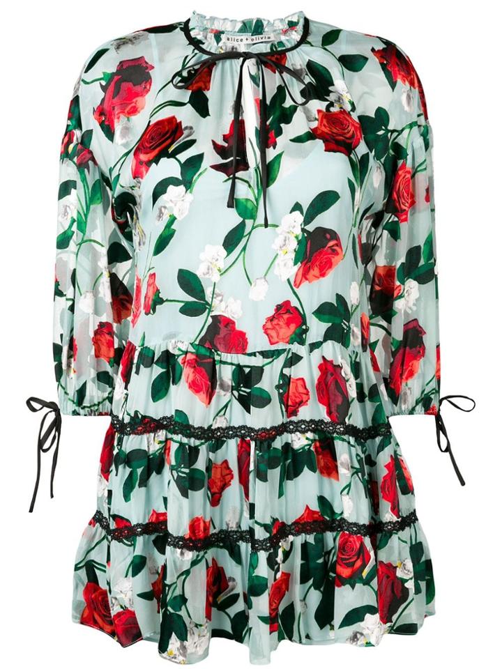 Alice+olivia Floral Shift Dress - Blue