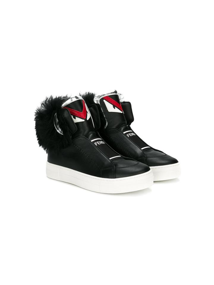 Fendi Kids Fluffy Face Hi Tops - Black