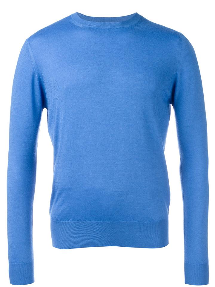 Cruciani Classic Sweater, Men's, Size: 48, Blue, Cashmere/silk