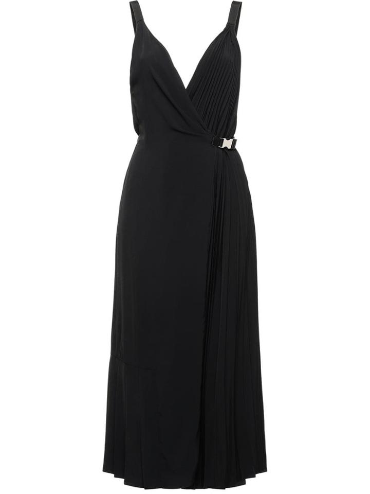 Prada Wrap-around Fluid Twill Dress - Black