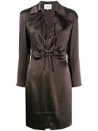 Nanushka Lace-up Detail Dress - Brown