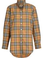 Burberry Stand-collar Vintage Check Cotton Shirt - Yellow & Orange