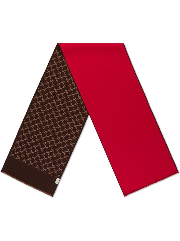 Gucci Gg Wool Silk Scarf - Red