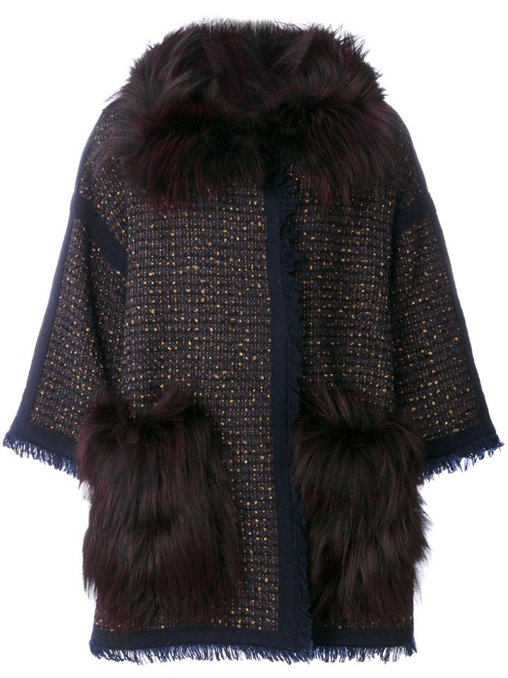 Cara Mila Mabel Cashmere & Fox Coat - Blue