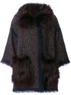 Cara Mila Mabel Cashmere & Fox Coat - Blue