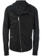 Rick Owens Hooded Biker Jacket, Men's, Size: 54, Black, Cotton/calf Leather/cupro/virgin Wool