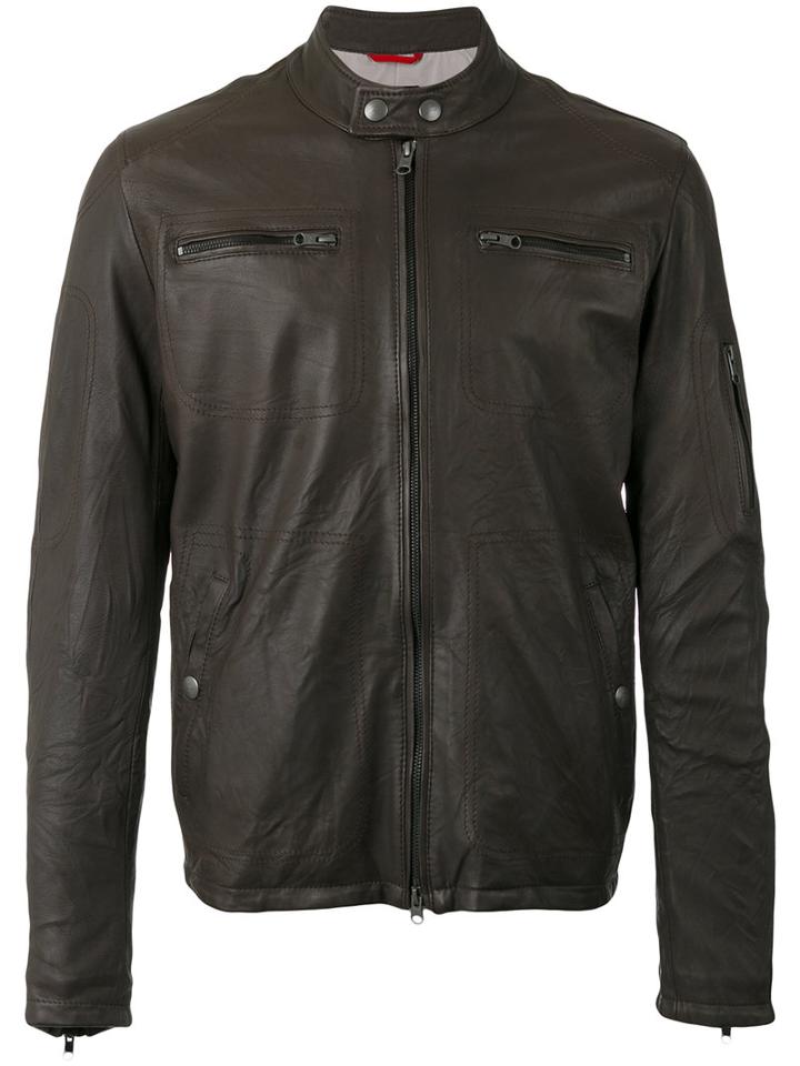Fay - Bomber Jacket - Men - Cotton/leather/polyester - S, Brown, Cotton/leather/polyester
