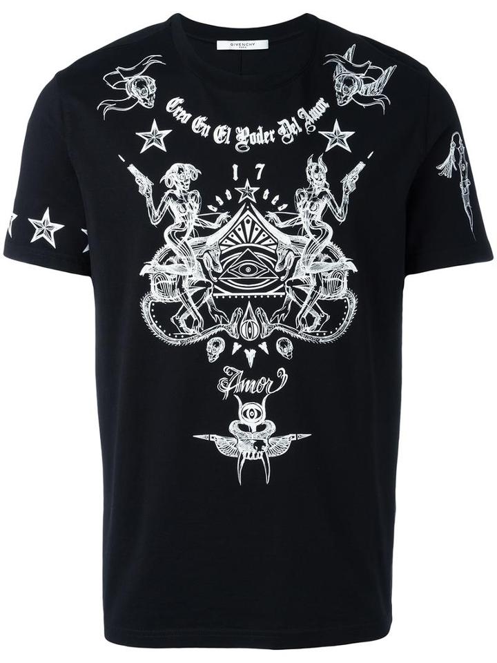 Givenchy Tattoo Print T-shirt, Men's, Size: Large, Black, Cotton