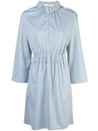 Tibi Weston Knit Mini Shirred Dress - Blue