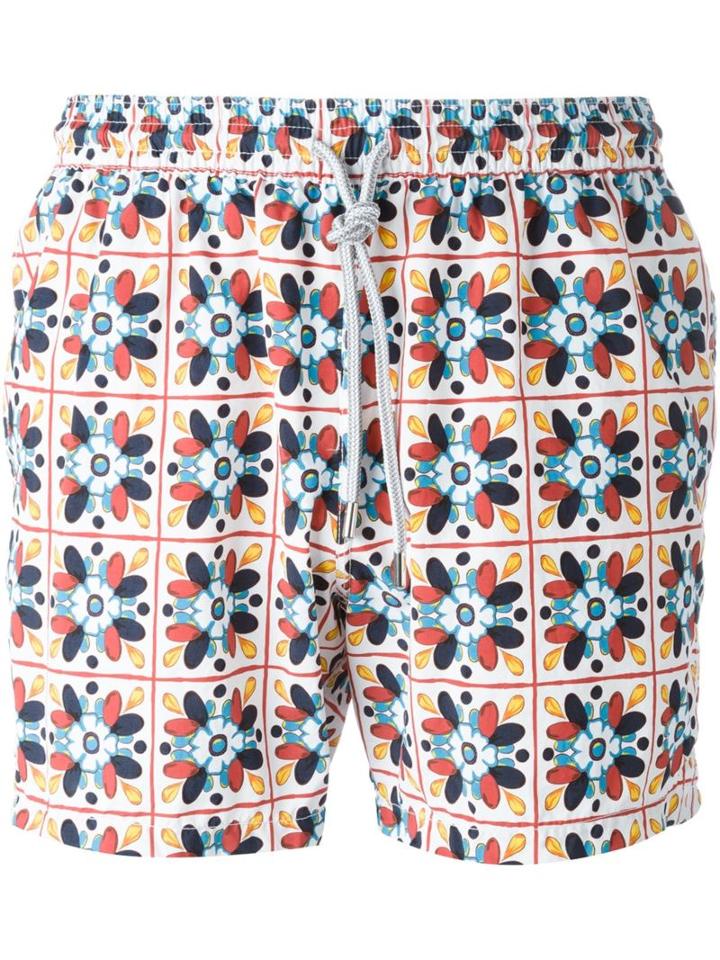 Capricode Printed Swim Shorts, Men's, Size: Xl, White, Polyamide