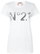 No21 Embellished Logo T-shirt, Women's, Size: 42, White, Cotton