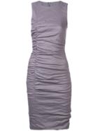 Nicole Miller Fitted Ruched Mini Dress - Grey