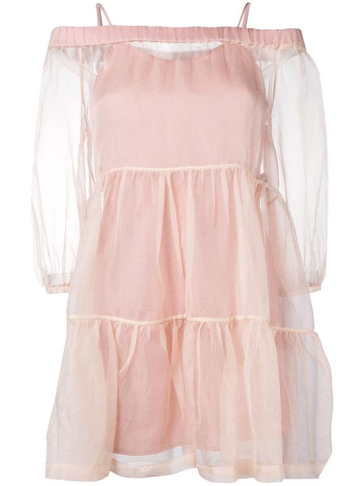 Semicouture Strapless Tiered Dress - Neutrals