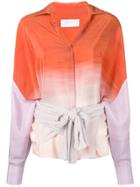 Esteban Cortazar Gradient Effect Tie Waist Shirt - Orange