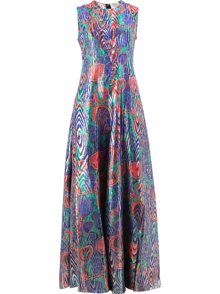 Maison Rabih Kayrouz Abstract Print Sleeveless Dress, Women's, Size: 38, Silk/metallic Fibre