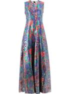 Maison Rabih Kayrouz Abstract Print Sleeveless Dress, Women's, Size: 38, Silk/metallic Fibre