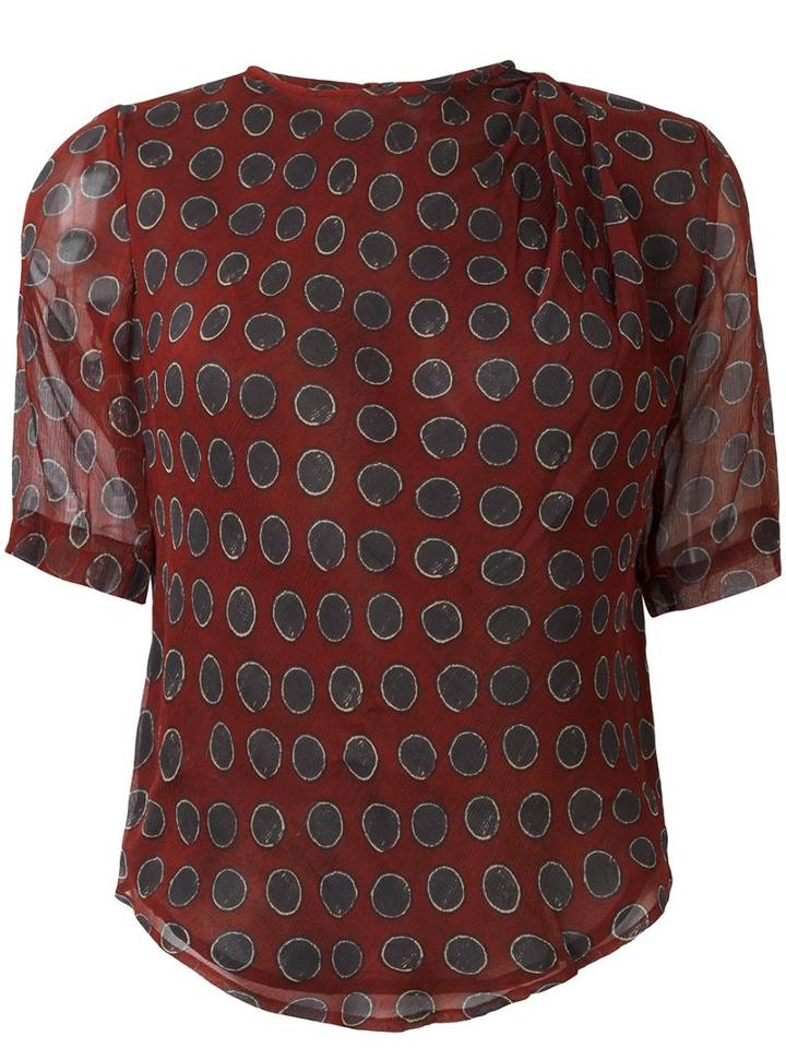 Isabel Marant Étoile Sheer Graphic Print Top, Women's, Size: 36, Red, Silk/viscose