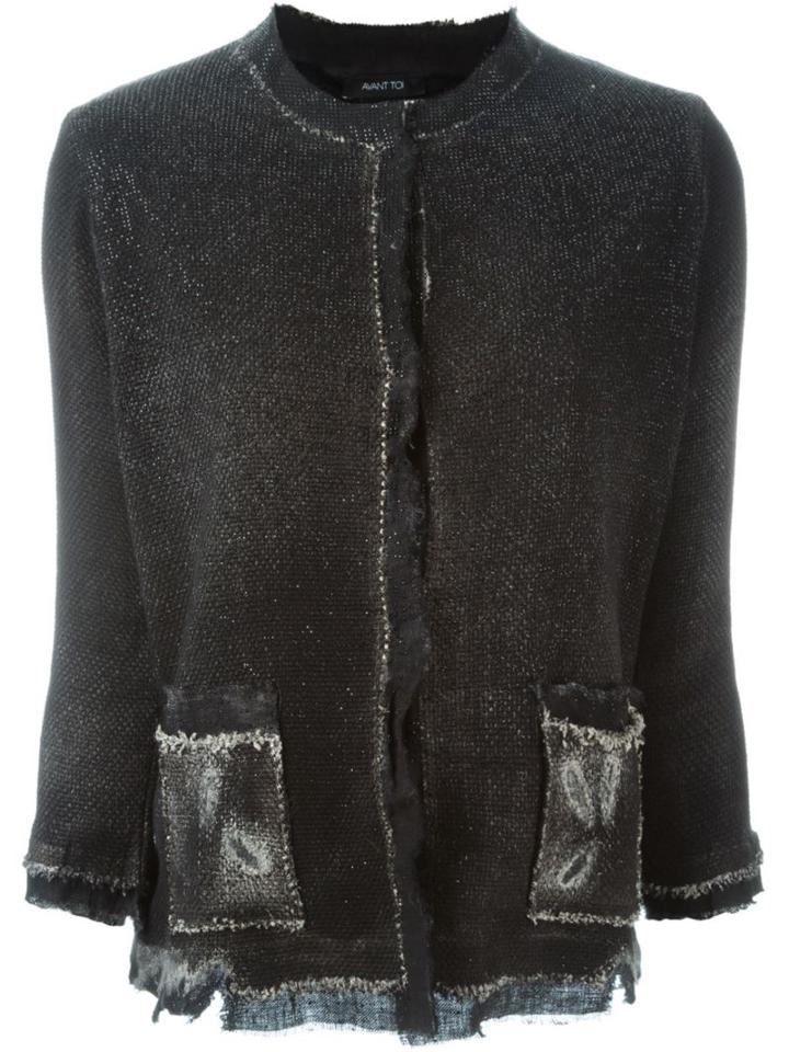Avant Toi Distressed Cardigan, Women's, Size: L, Black, Cotton/linen/flax/hemp