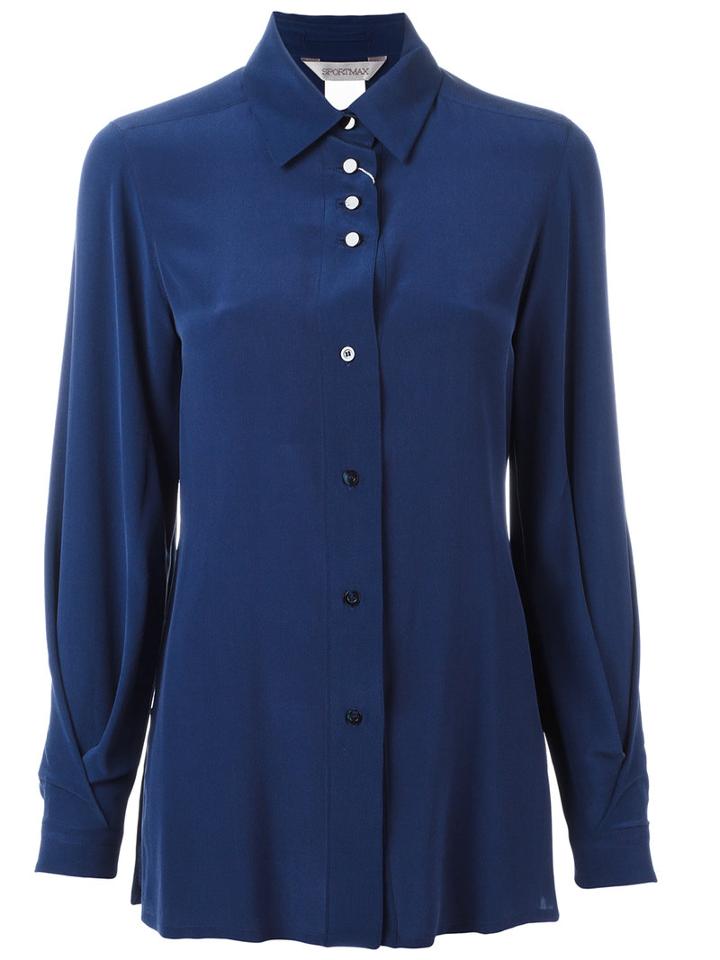 Sportmax - Buttoned Shirt - Women - Silk - 40, Women's, Blue, Silk