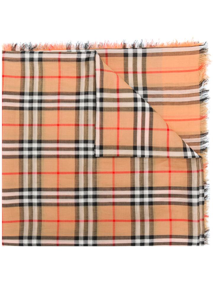 Burberry Two-tone Vintage Check Square Scarf - Yellow & Orange