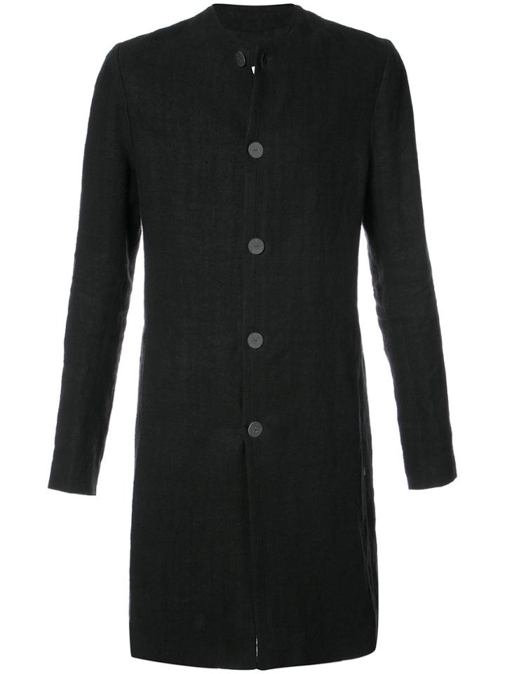 Label Under Construction Buttoned Coat - Black