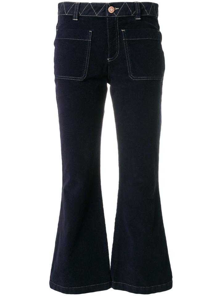 See By Chloé Cropped Flared Trousers - Blue