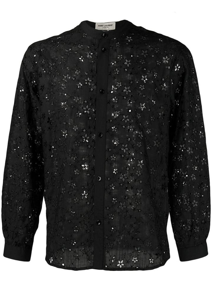 Saint Laurent Star Embroidered Shirt - Black