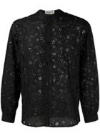 Saint Laurent Star Embroidered Shirt - Black