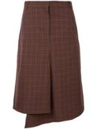 Tibi Check Drape Pencil Skirt - Brown