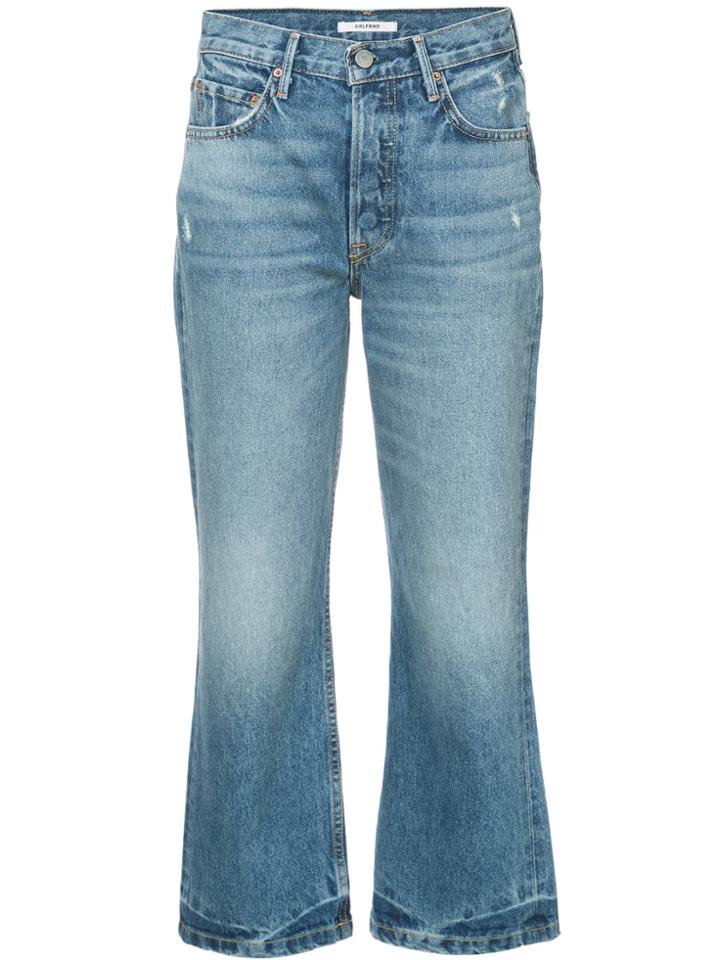 Grlfrnd Cropped Straight Leg Jeans - Blue