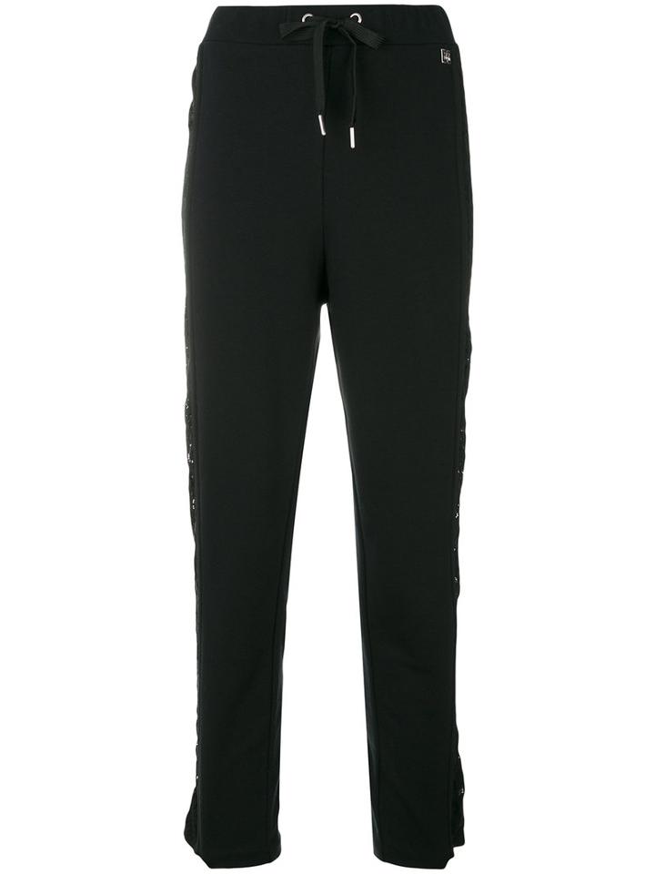 Twin-set - Trackpants With Lace Detail - Women - Cotton/polyamide/polyester - Xs, Black, Cotton/polyamide/polyester