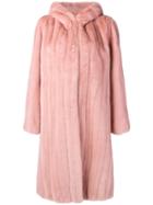 Liska Hooded Midi Coat - Pink