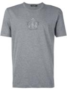 Dolce & Gabbana Embroidered Crown T-shirt, Men's, Size: 52, Grey, Cotton