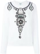 Kenzo Embroidered Jewel Sweatshirt, Women's, Size: Large, White, Cotton/pvc