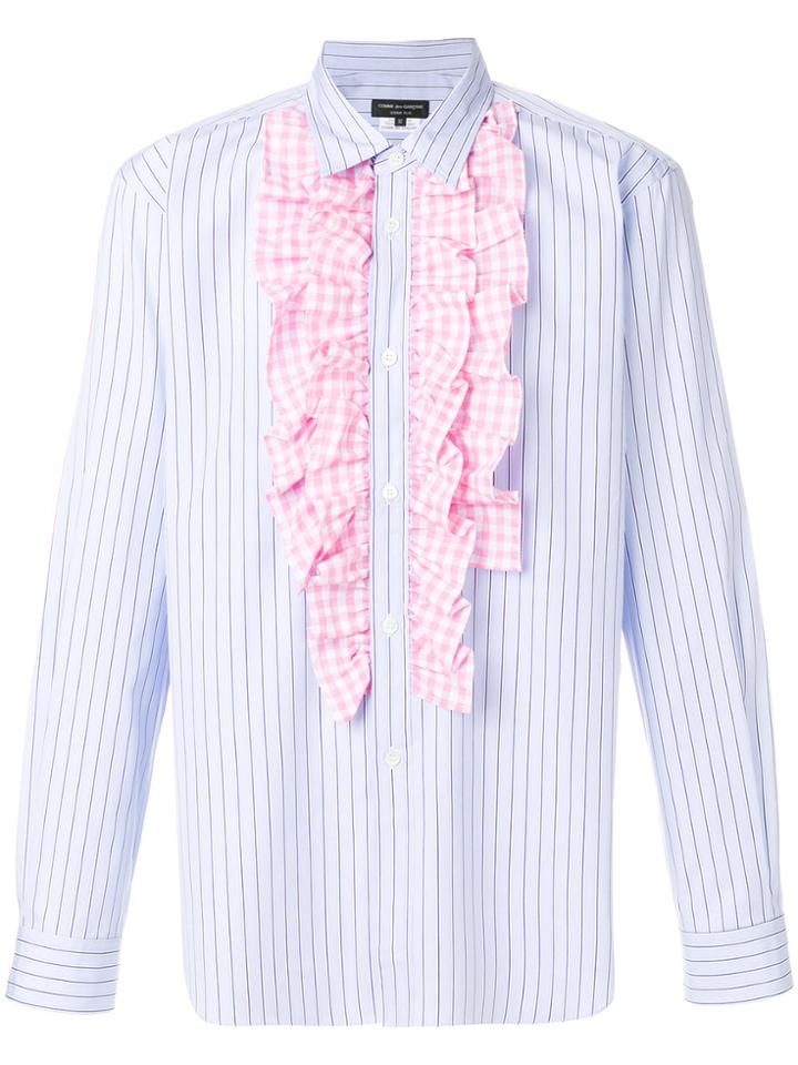 Comme Des Garçons Homme Plus Ruffled Checked Bib Shirt - Blue