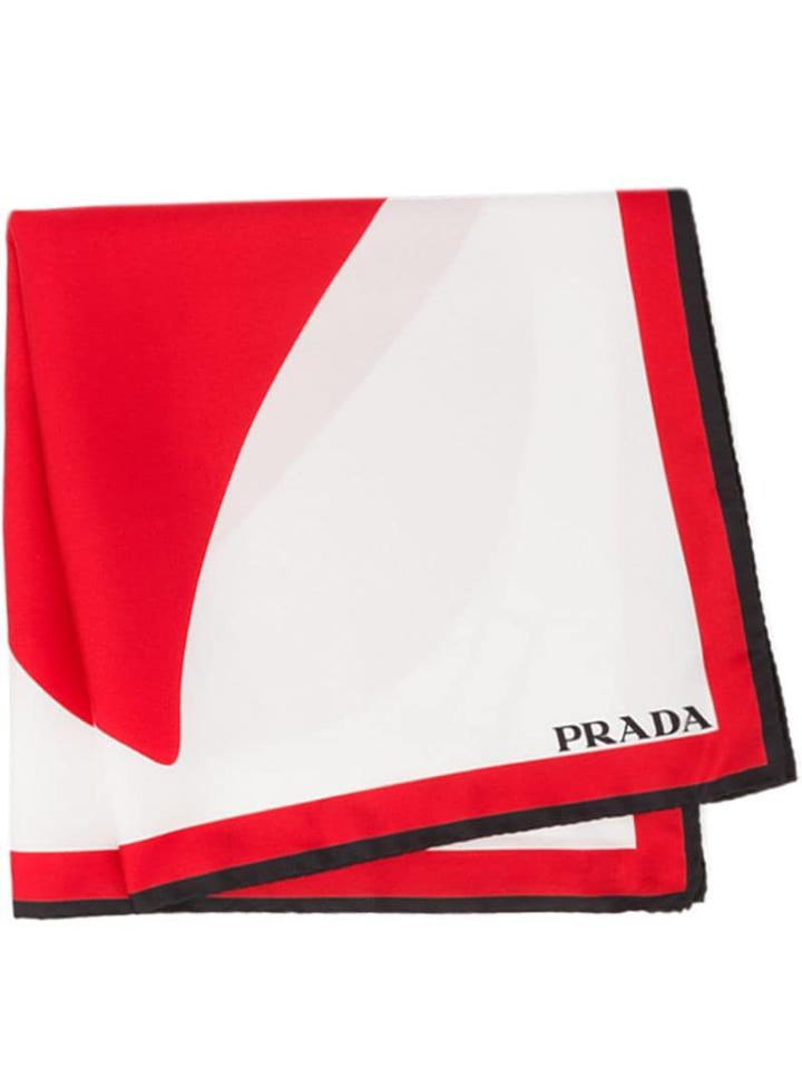Prada Heart Print Scarf - Red