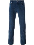 Jacob Cohen Plaid Slim Fit Jeans, Men's, Size: 34, Blue, Cotton/spandex/elastane