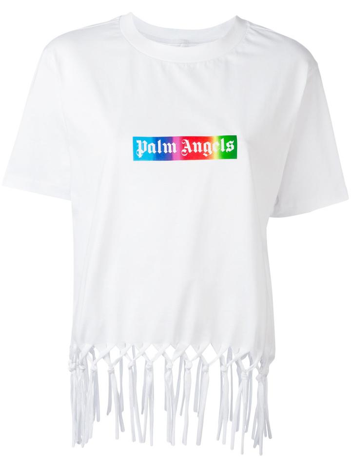 Palm Angels Fringed T-shirt, Women's, Size: Small, White, Cotton