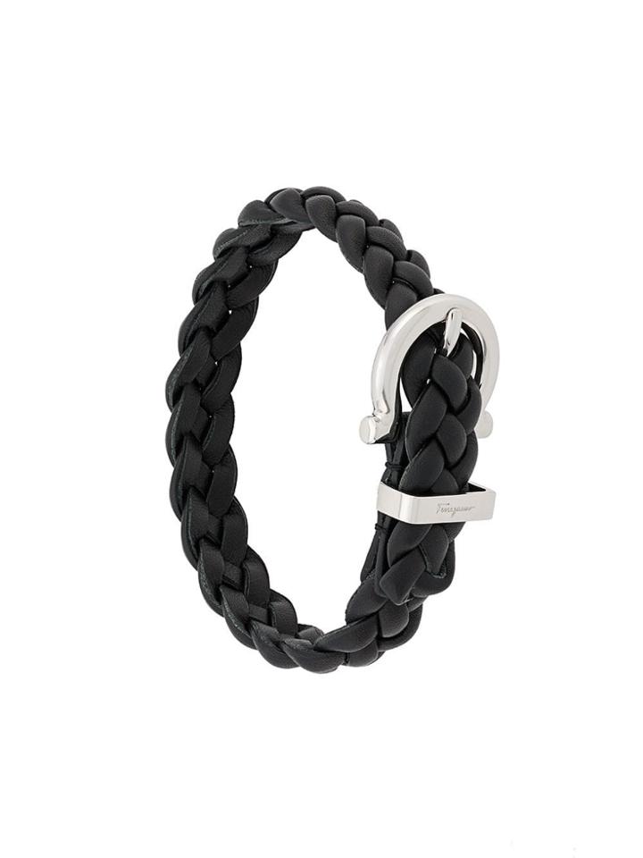 Salvatore Ferragamo Woven Buckle Bracelet - Black