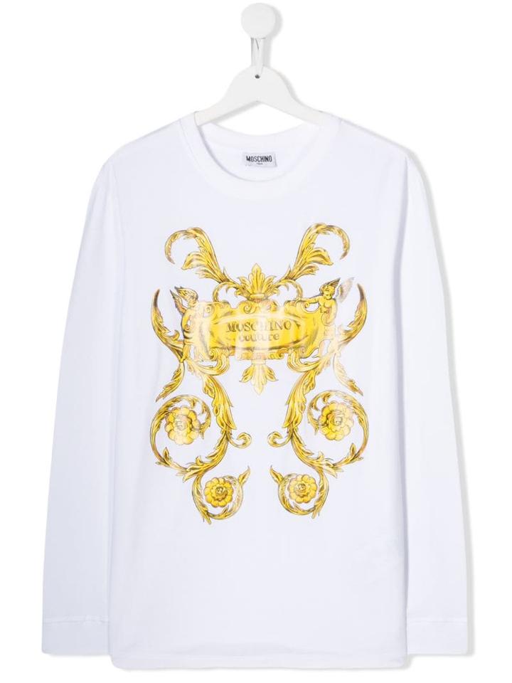 Moschino Kids Teen Logo Top - White