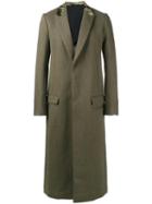 Haider Ackermann Velvet Detail Long Coat, Men's, Size: 50, Green, Wool/nylon/rayon/rayon