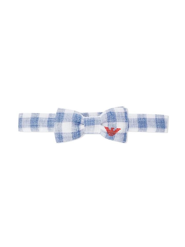 Emporio Armani Kids Gingham Bow Tie - White