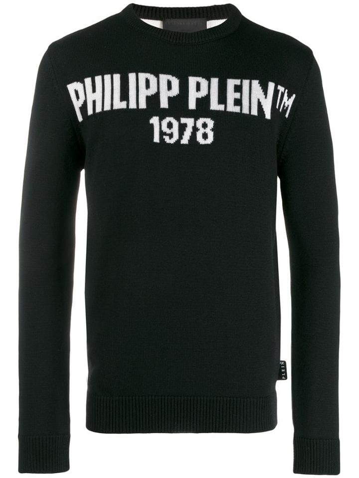 Philipp Plein Knit Logo Print Pullover - Black