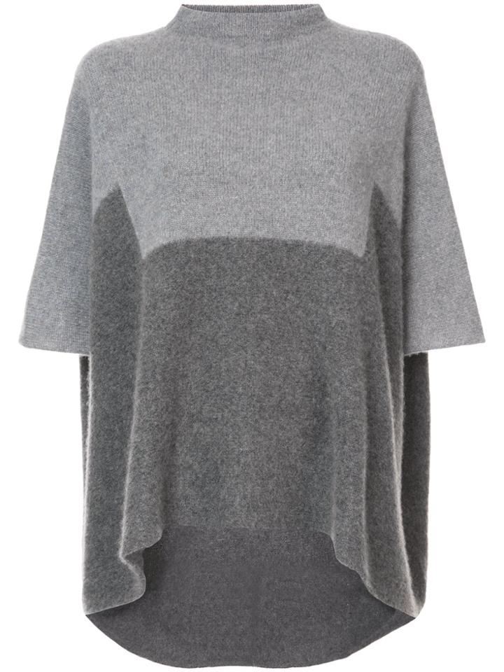 The Elder Statesman Contrast Colour Shortsleeved Sweater - Grey