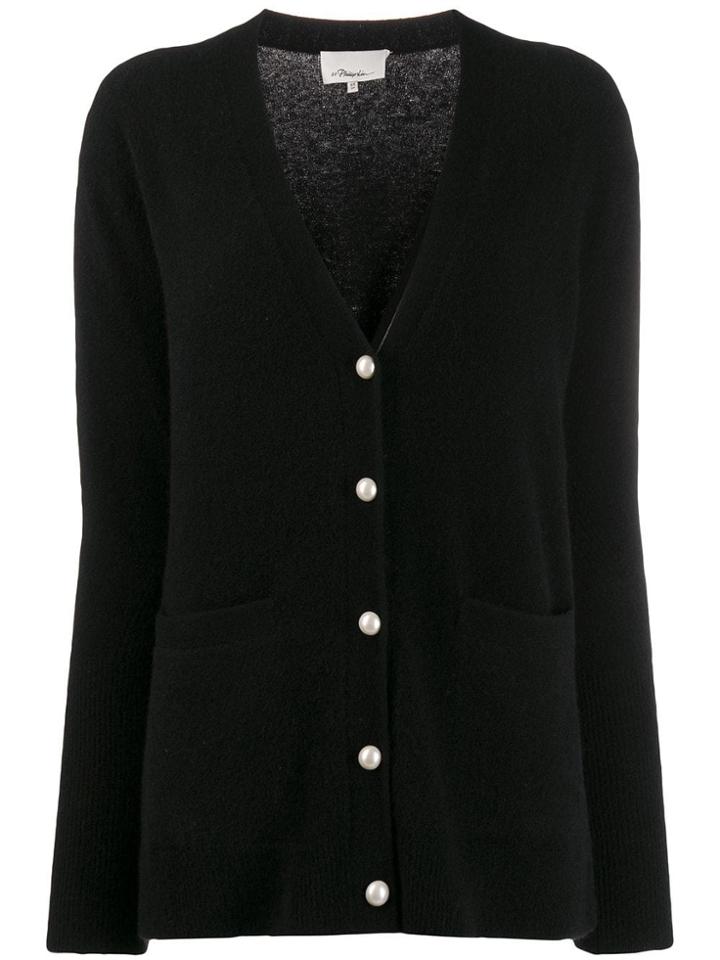 3.1 Phillip Lim Artificial Pearl Buttons Cardigan - Black